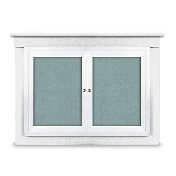 60"x36" 2-Door Enclosed Letterboard, Header, Blue Vinyl/Lt Oak